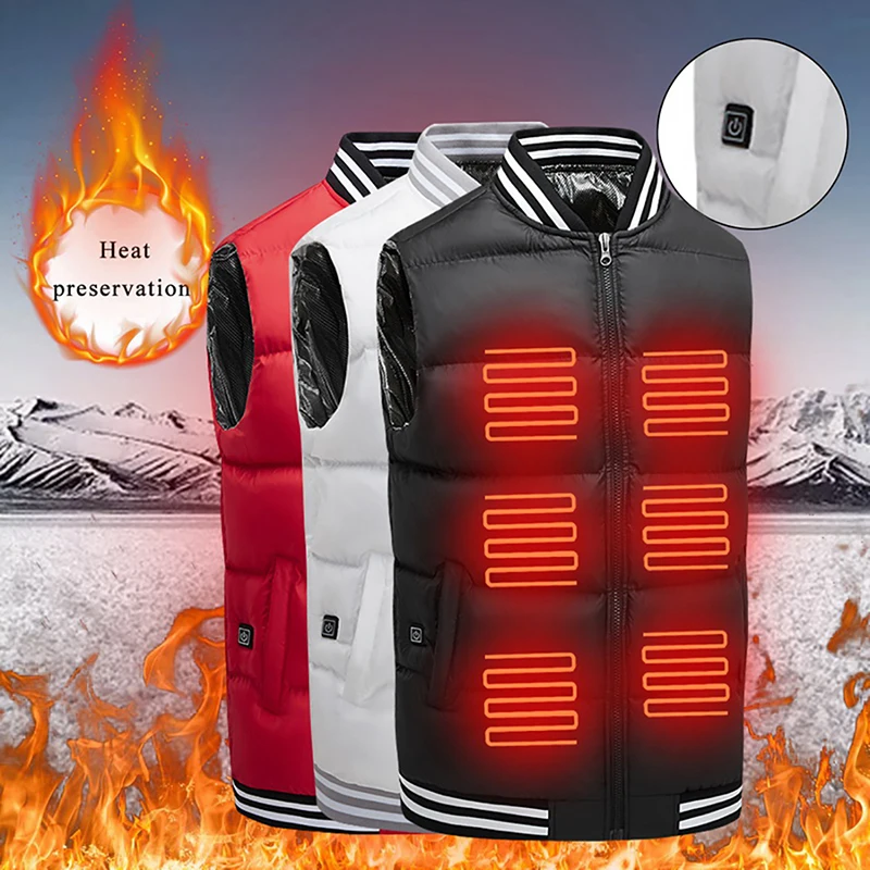

5Districts Portable Heating Vest Pure Color Three-speed adjustable Vest Warm Skiing Waistcoat Waterproof USB Charging Fever Vest