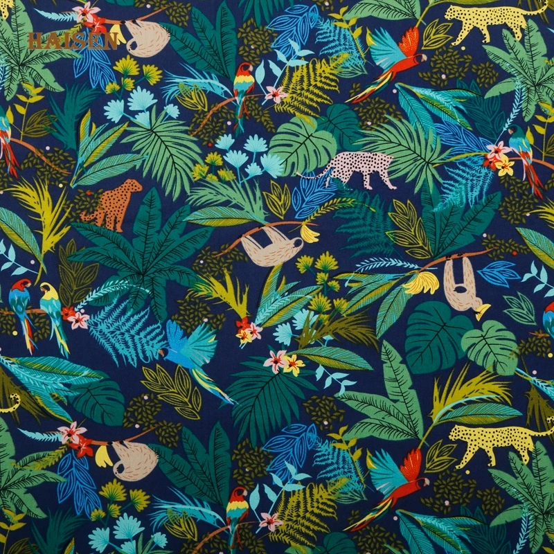 Серия животных джунглей поплин бязь хлопчатобумажная ткань простая с принтом