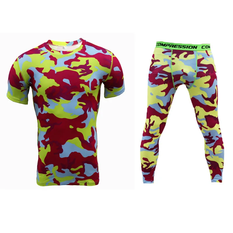 Мужская компрессионная рубашка брюки бодибилдинг шорты с коротким рукавом