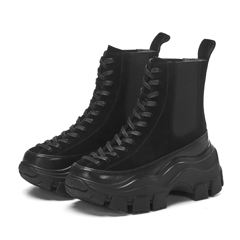 Женские ботильоны из натуральной кожи ASUMER на шнуровке с круглым носком плоской