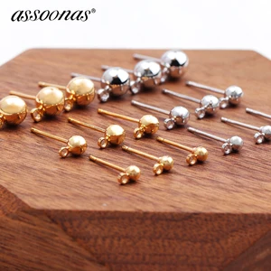 Assoonas M575, 18K золото, серьги-гвоздики, ювелирные аксессуары, ювелирные изделия, ручная работа, изготовление ювелирных изделий, diy серьги, 100 шт.лот