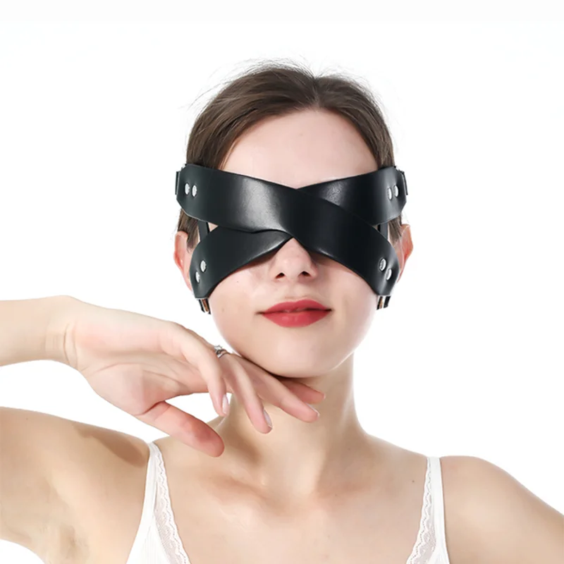 

2021 Fetish Head Mask Blindfolded Cosplay Erotic Leather Mask Cosplay Adult Play Bondage Masquerade Carnival Fancy Gothic Masks