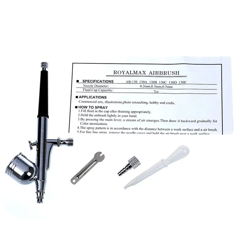 

0.5mm 7cc Cup Dual Act Gravity Feed Airbrush Kit