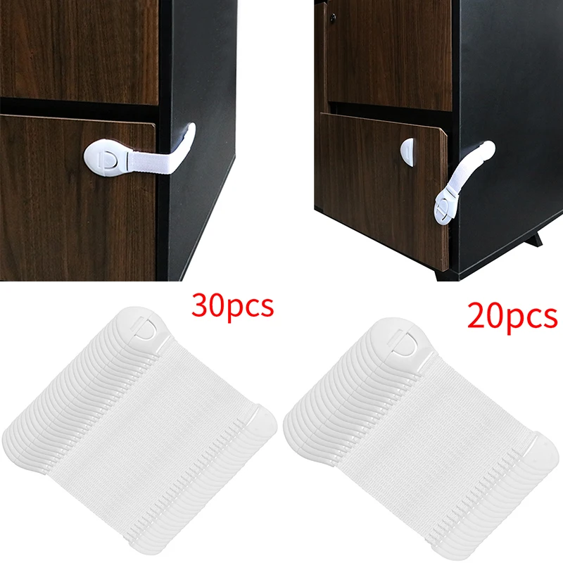 Cerradura de seguridad para cajones y puertas de ni&ntilde;os, cerraduras de pl&aacute;stico para el cuidado de la seguridad, 20/30 Uds.-0