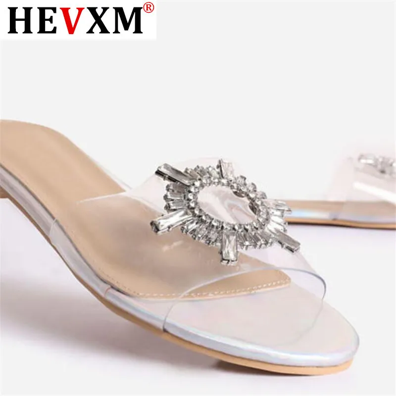 

2020 summer new comfortable flat Womens slippers Fashion rhinestone sexy high quality handmade outdoor Plus size slippers