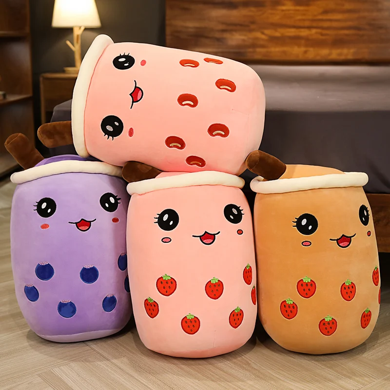 

1 pc 35/50cm New Lovely Fruit Bubble Tea Cup Shaped Plush Toys Soft Cartoon Pillow Cushion Real Life Milk Tea Doll Kid Baby Gift