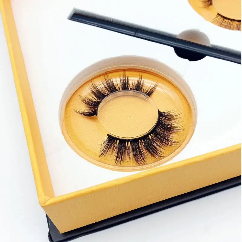 

2021 New 2 Pairs False Eyelashes Self-Adhesive Eyeliner Kit Glue Free No Magnetic Makeup