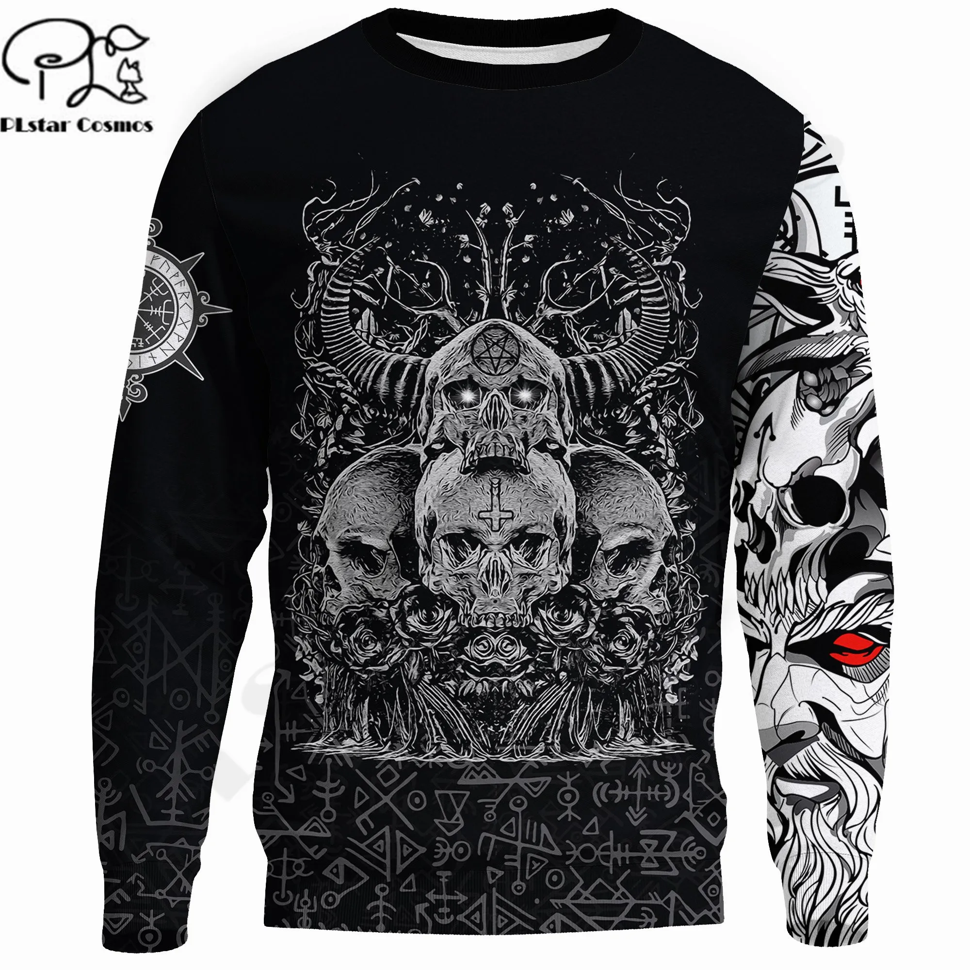 

PLstar Cosmos 3Dprint Newest Viking Tattoo Skull Honor Art Harajuku Streetwear Funny Awsome Casual Hoodie/Sweatshirt/Zip Style-2