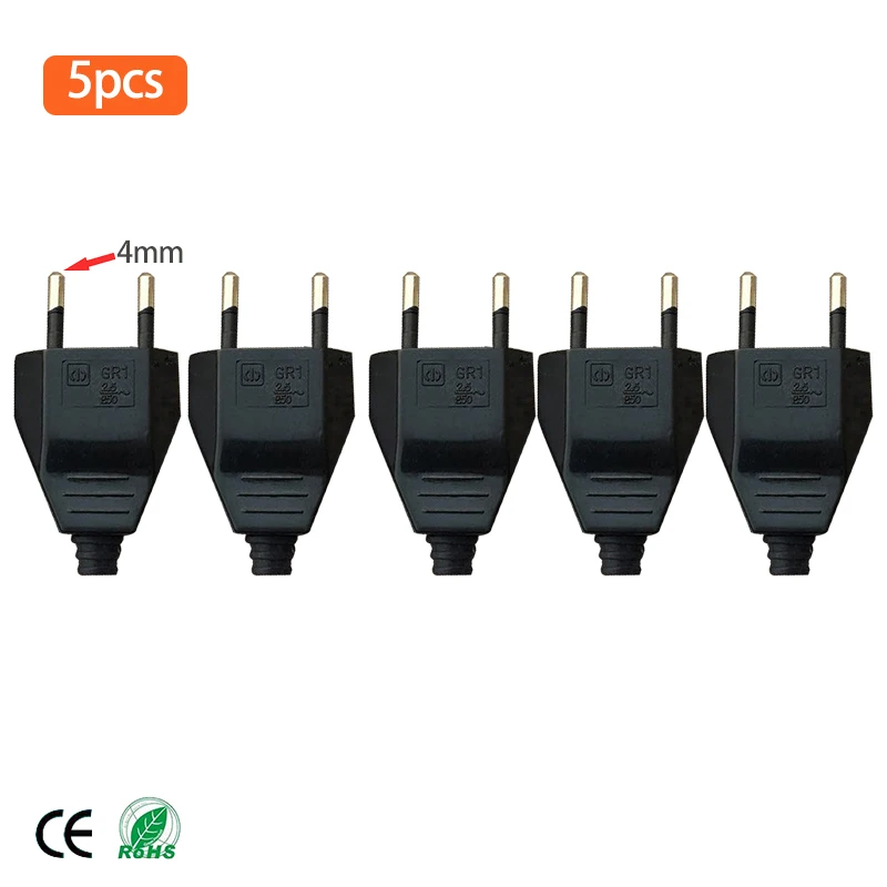 Black 5 piece 4,0 мм ЕС мужской женский встык шнур питания VDE разъем питания евровилка светильник 2 ядра Соединительная вилка - Цвет: Black 5 piece