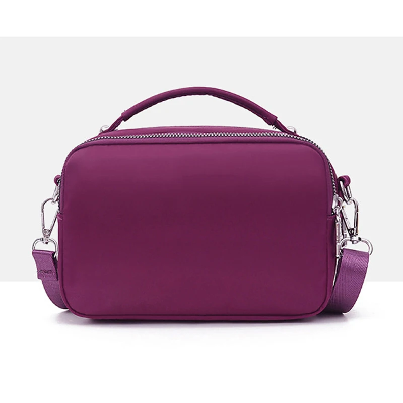 Women's Handbag Fashion Embroidery Thread Small Messenger Bag Plaid Shoulder Bag Waterproof Nylon Crossbody Bags for Women