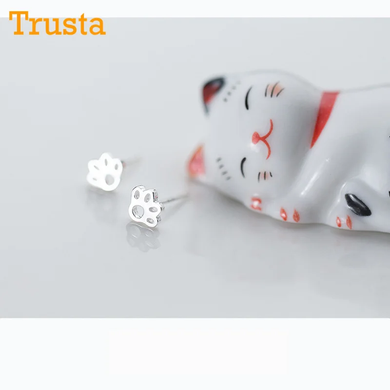 Trustdavis Аутентичные 925 Стерлинговое Серебро модные милые серьги-гвоздики в виде