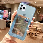 Чехол-накладка для iPhone 12, 11 Pro Max, XR, XS Max, 6, 6S, 7, 8 Plus, X, с держателем для карт