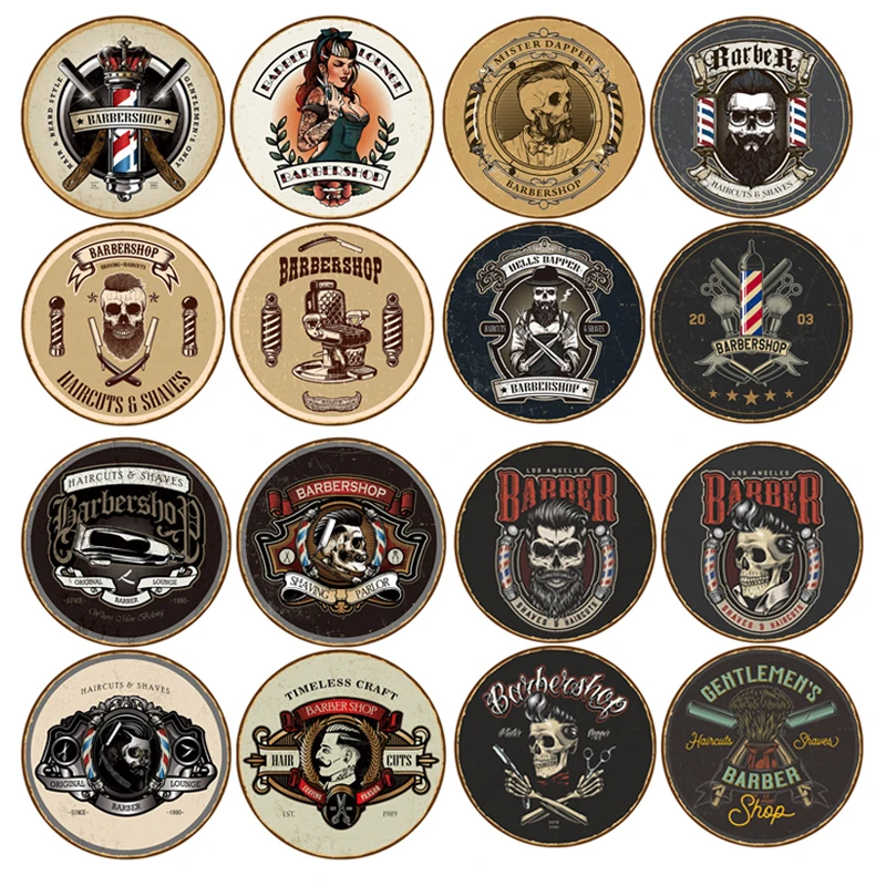 

Barbershop Round Plate Signs Barber Tools Wall Crafts Decor Hanging Metal Tin Sign Plaque for Barbership Tattoo Studio 30X30Cm