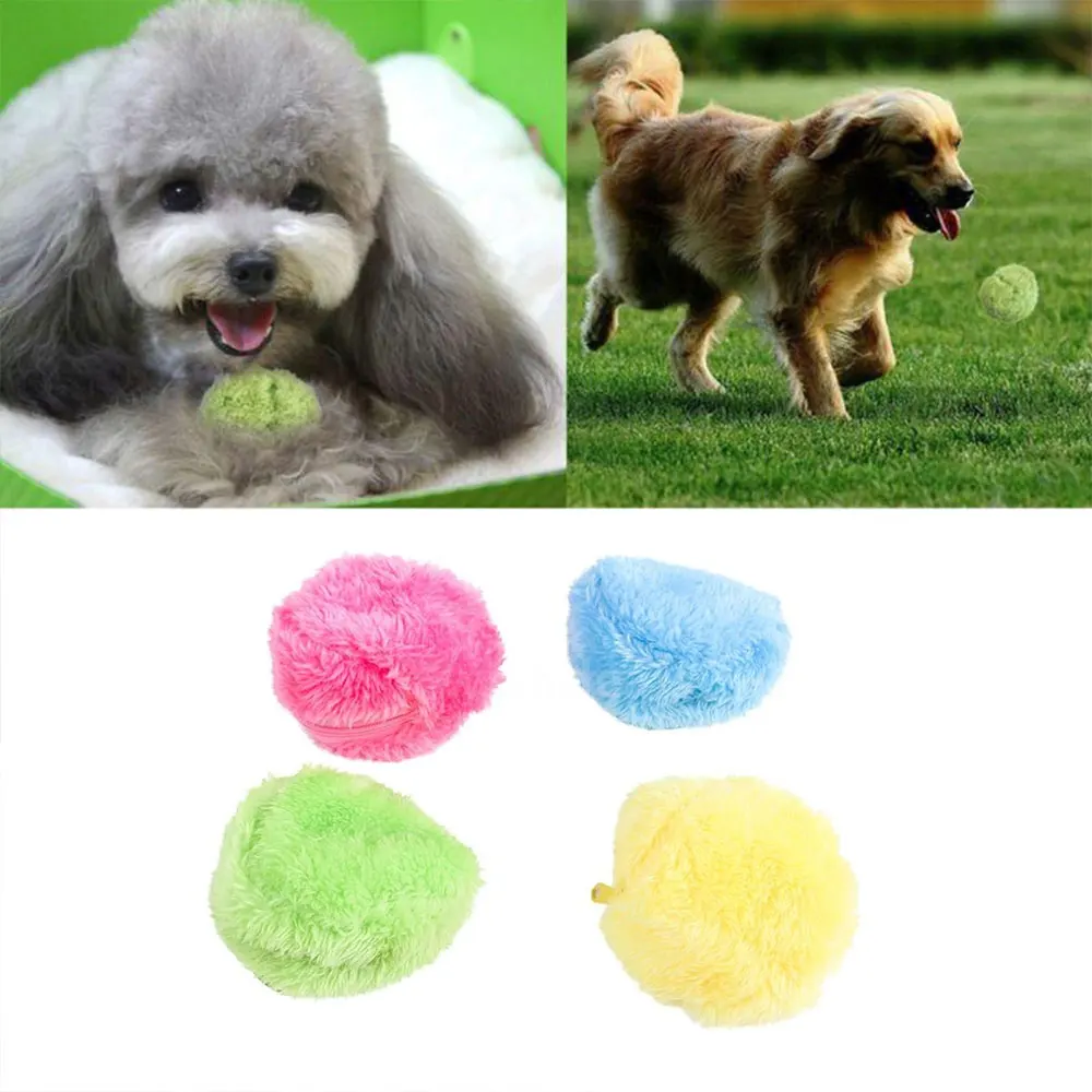 

Magic Roller Ball Dog Cat Toy Activation Automatic Ball Chew Plush Floor Clean Toys Electric Pet Automatic Pet Plush Ball