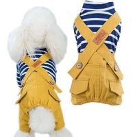 spring autumn pet clothes dog jumpsuit cotton strips shirt straps coat for small dogs chihuahua bichon cat overalls apparel xxl