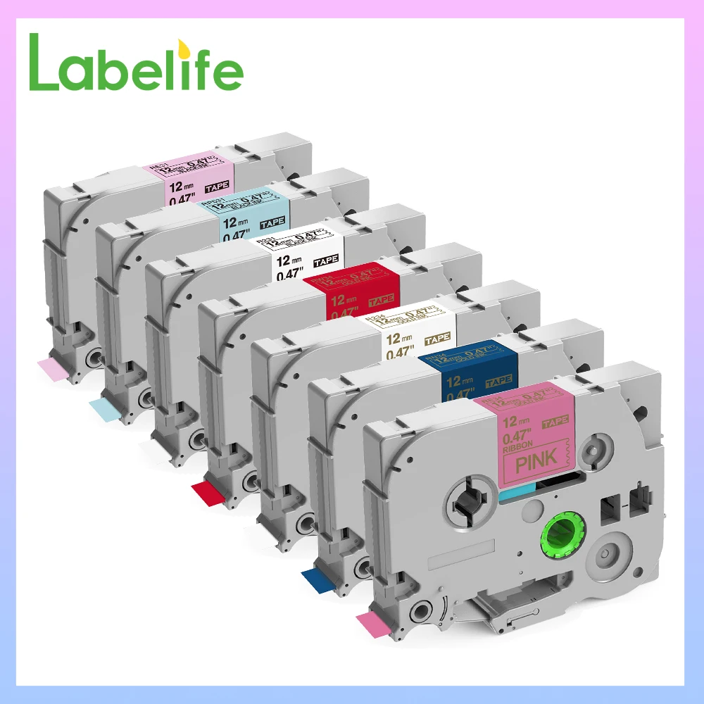 Атласная лента Labelife черная на белом цвете совместима с принтером для этикеток