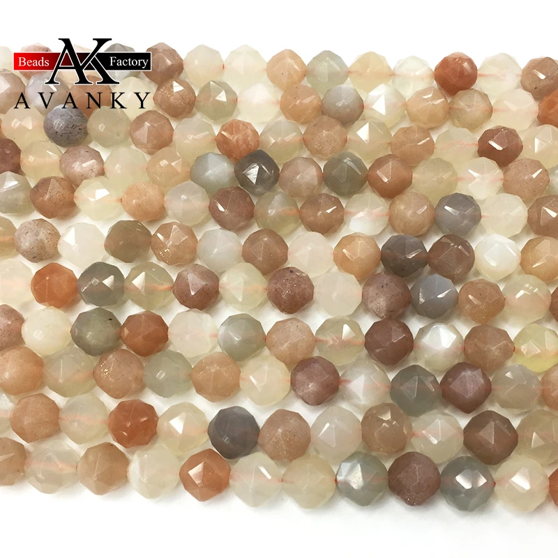 8mm Natural Gem Stone Color Moonstone Beads For Jewelry Making Faceted Round Spacer Beads Diy Bracelets Accessories 15‘’