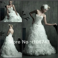 free shipping 2016 new style hot sale vestidos sexy bride gown sweetheart princess custom ruffles white organza wedding dress