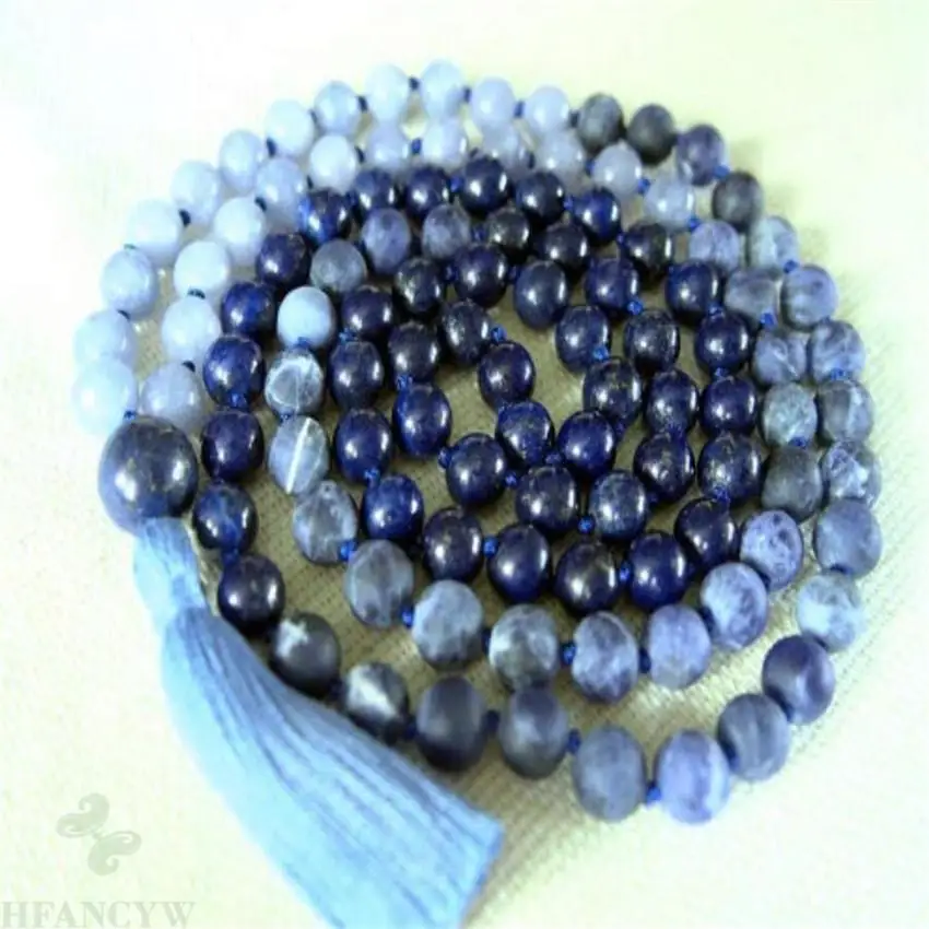

8mm Lapis lazuli Sodalite Aquamarine 108 Beads Mala Necklace energy Chakas Unisex MONK energy spirituality Wristband natural