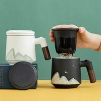 luwu mountain design ceramic tea cup with infuser 400ml