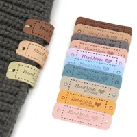 new 20pcs pu leather tags with love sewing labels hand made craft tags for clothing bags shoes knitting tags labels handmade