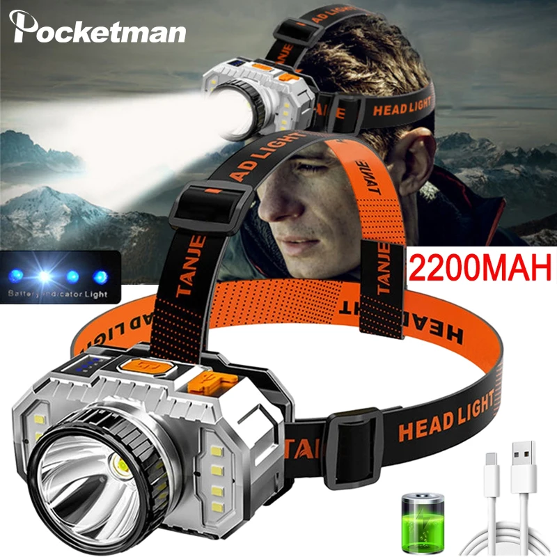 Светодиодный налобный фонарь супер яркий водонепроницаемый уличный с