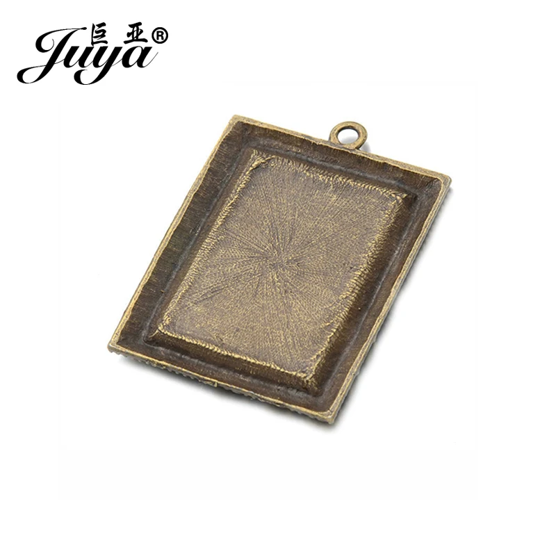 

50PCS Rectangle Pendant Base Settings 25x35mm Alloy Tray Carving Flower For Jewelry Making Photo Frame Necklace Findings Crafts
