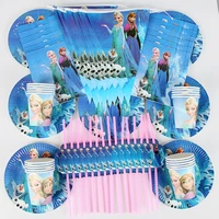 90 pcs suitable for 20 people theme party anna elsa princess tableware set total children birthday party supplies decorations