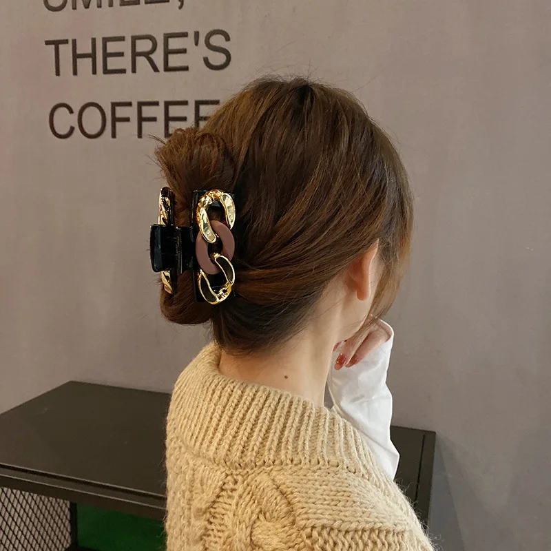 

Агентов влияния металлической цепью заколка для волос, задняя головка шпильки Женские Французская заколка для волос в Корейском стиле элег...