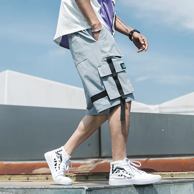 

Streetwear Summer Men's Shorts Casual Side-pocket Cargo Shorts Men 2020 Knee Length Men Short Pants