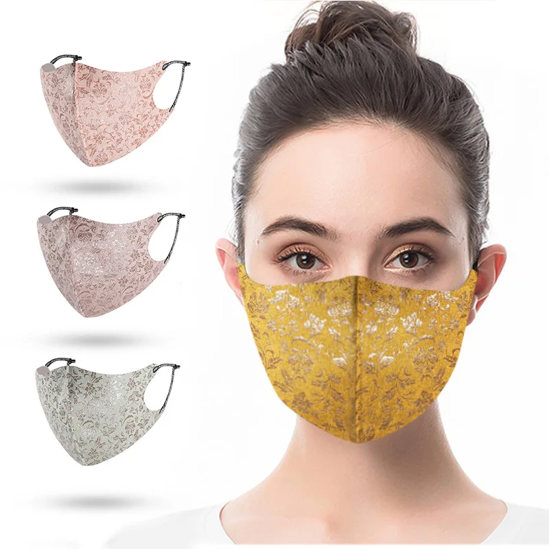 

Breathable Mask Rose Bronzing Air Layer Space Cotton Face Mask For Women Girls Fashion Masks Adjustable Ear Loops Mascarillas
