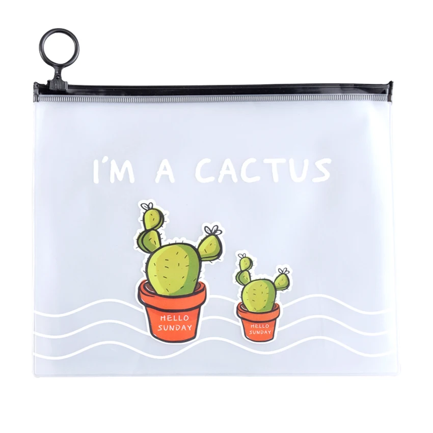 Папка для документов полупрозрачная с рисунком кактуса бумажный держатель сумка