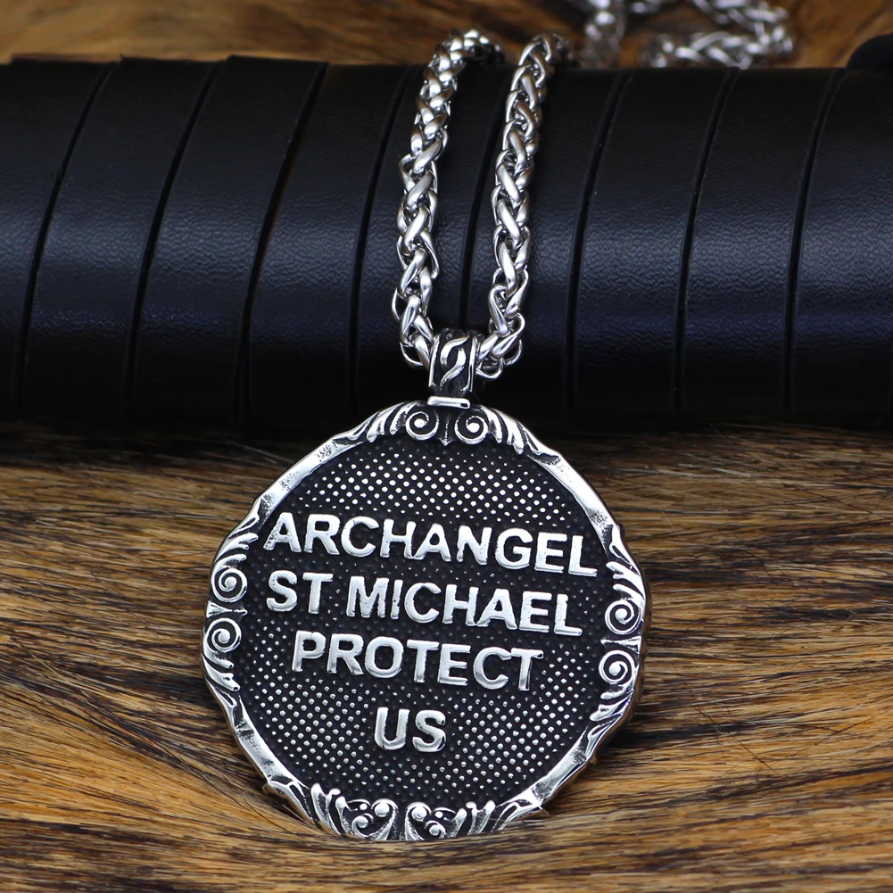 Ожерелье с амулетом из нержавеющей стали изображением св. Майкла и арчангеля |