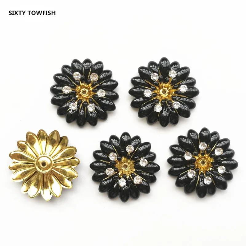 5 Pieces/lot 8 styles Copper Filigree Rhinestone Flower Slice Charms Base Setting DIY Jewelry Accessory Findings - Цвет: 018-28mm