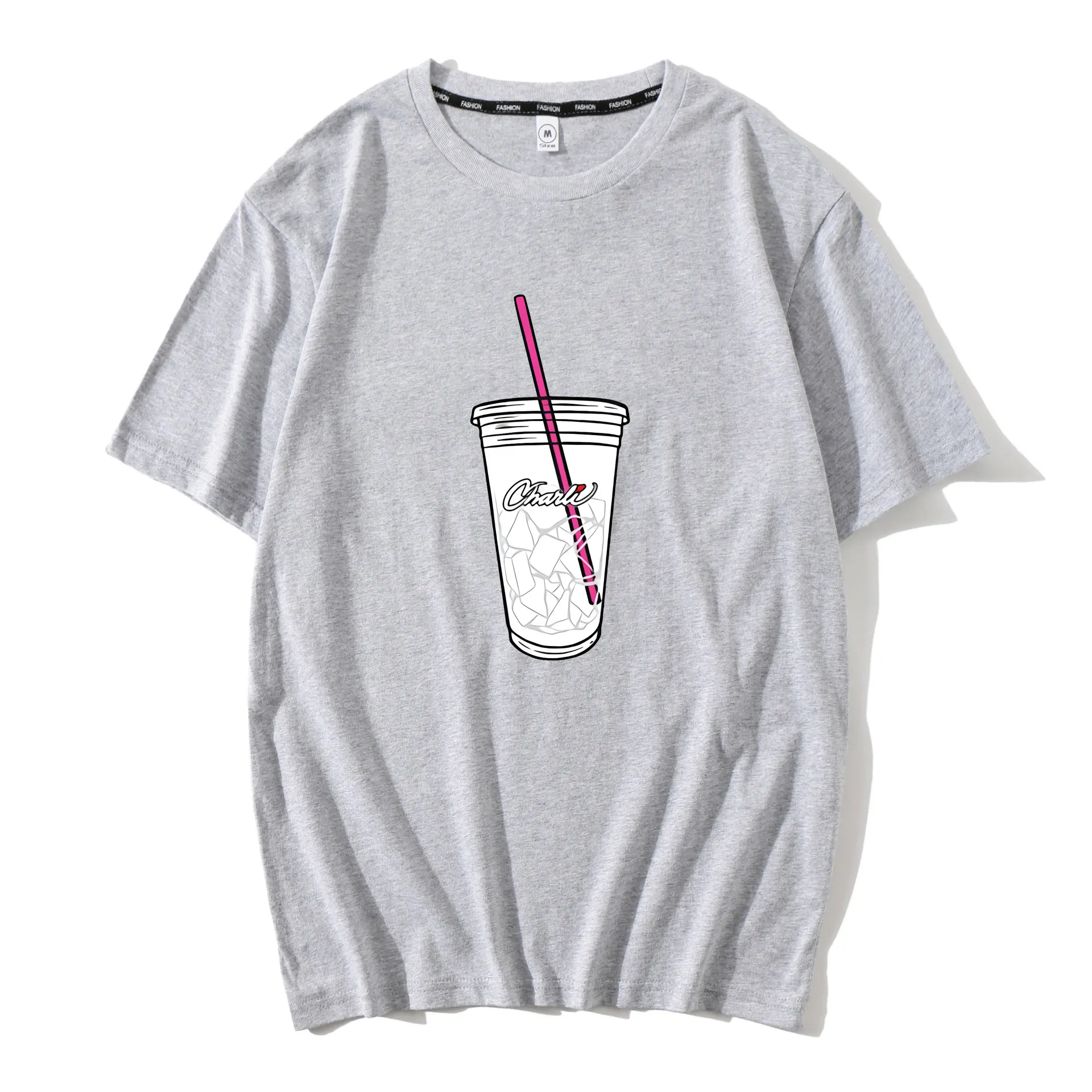 

2020 Summer Tops Women Men T Shirt Short Sleeve Tee Shirt Charli Damelio Ice Coffee Cotton T Shirts 90s Pink Clothes Ropa Mujer