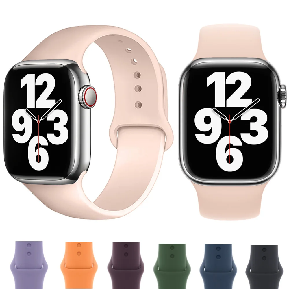 

Силиконовый ремешок для Apple Smart Watch 44 мм, ремешок 7 6 42 мм 40 мм 38 мм, Женский резиновый ремешок для часов iwatch, ремешок серии se 5 43