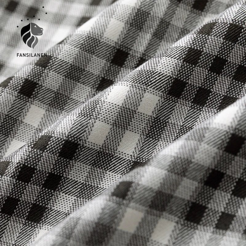 

FANSILANEN Casual streetwear green plaid pants Women spring summer straight checkered pants Female black high waisted trousers