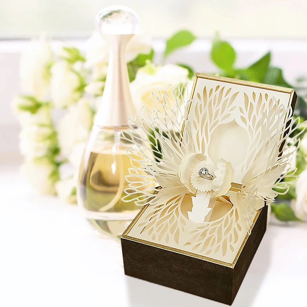 Креативная Выдвижная коробка для колец бумажная скульптура цветочные лепестки