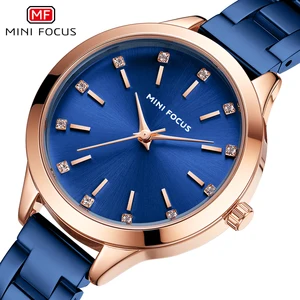 MINIFOCUS Blue Watch Women Simple Fashion Casual Brand Dress Quartz Wristwatch Luxury Lady Watches Girls Gifts Relogio Feminino
