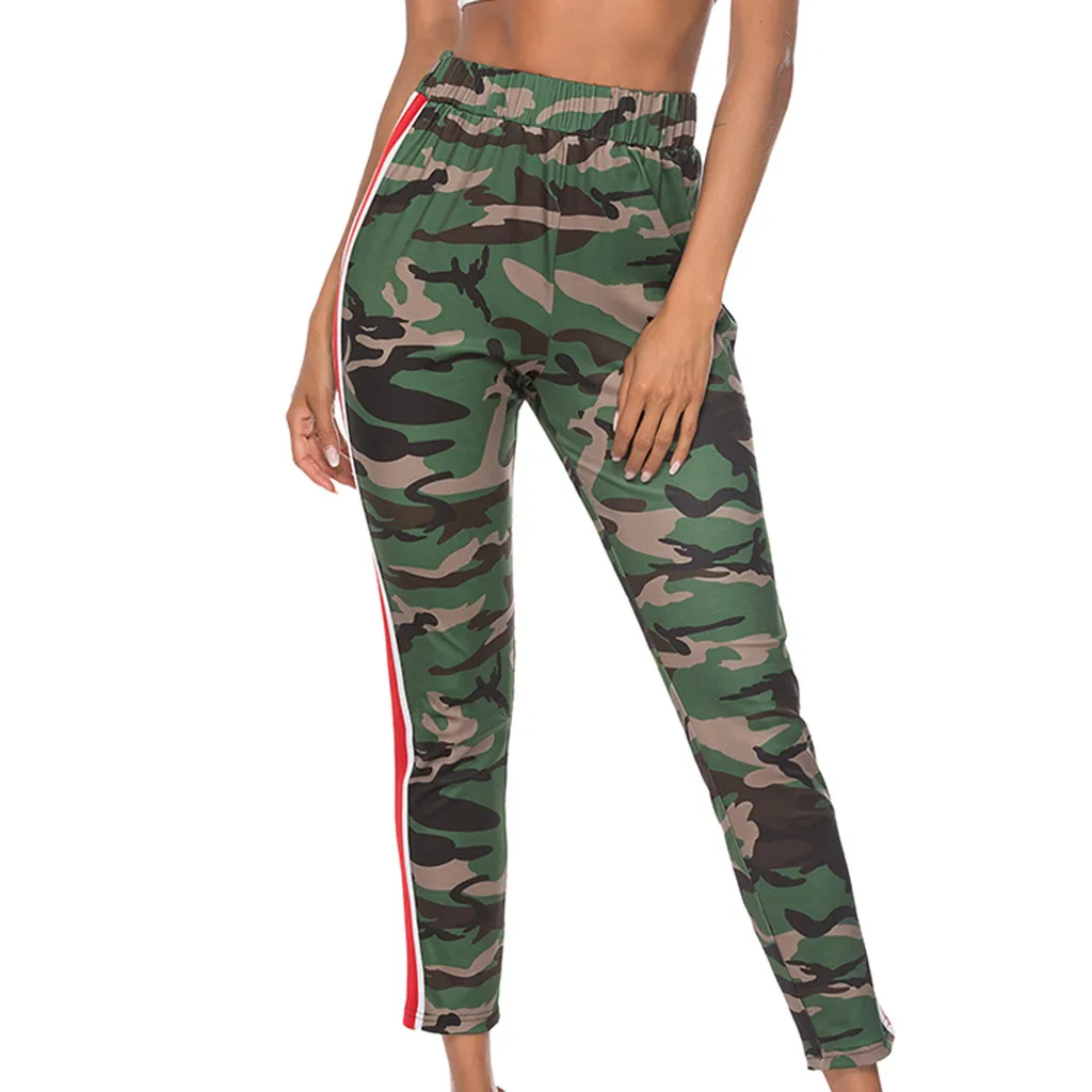 

2019 New Style Women Fashion Slim Women's Causal Office Ladies High Waist Outdoor Camouflage Print Long Pants Z83