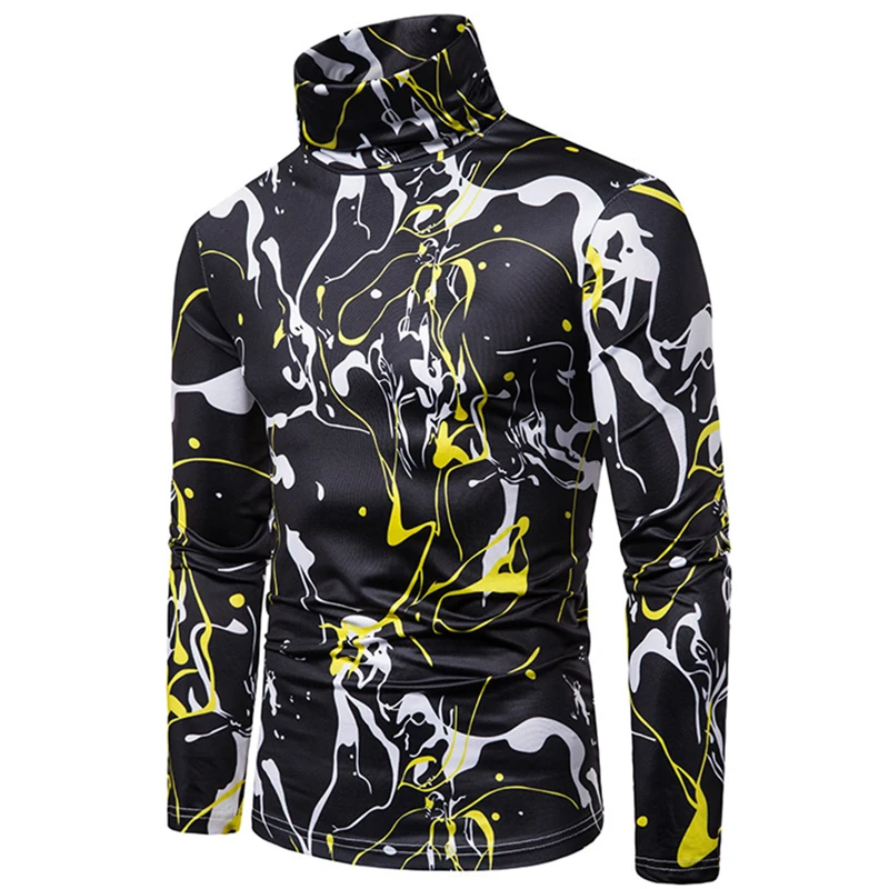 2019 осенняя и зимняя новая мужская футболка большого размера с высоким воротником