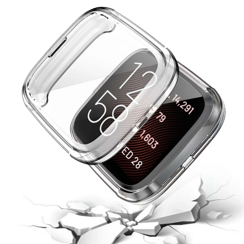 

For -Fitbit Versa2SE Soft TPU Plating Watch Screen Protector Case Bumper Shell