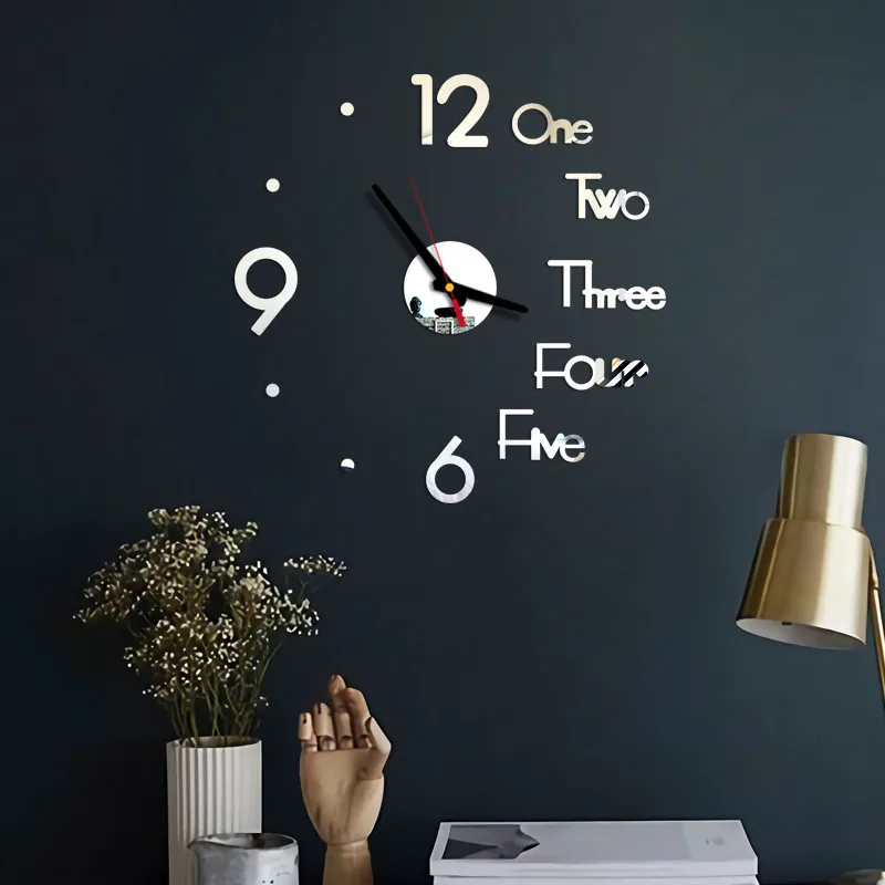 3D DIY Large Wall Clock Modern Design Silent Sticker Acrylic Mirror Self Adhesive Clocks Room Home Decor Z0518 | Дом и сад