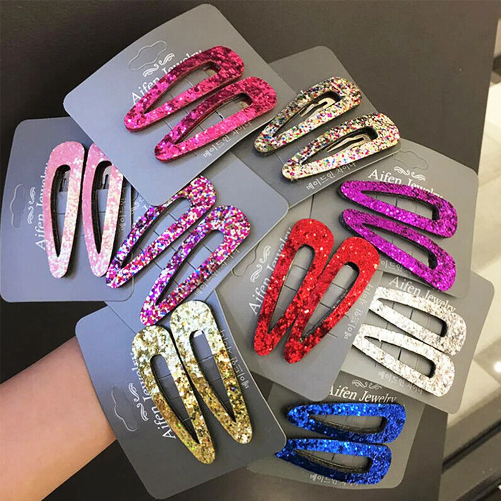 Snap Hair Clips for Clip Pins BB Hairpins Glitter Sequin Barrettes Baby Children Women Girls Styling Accessories | Детская одежда и