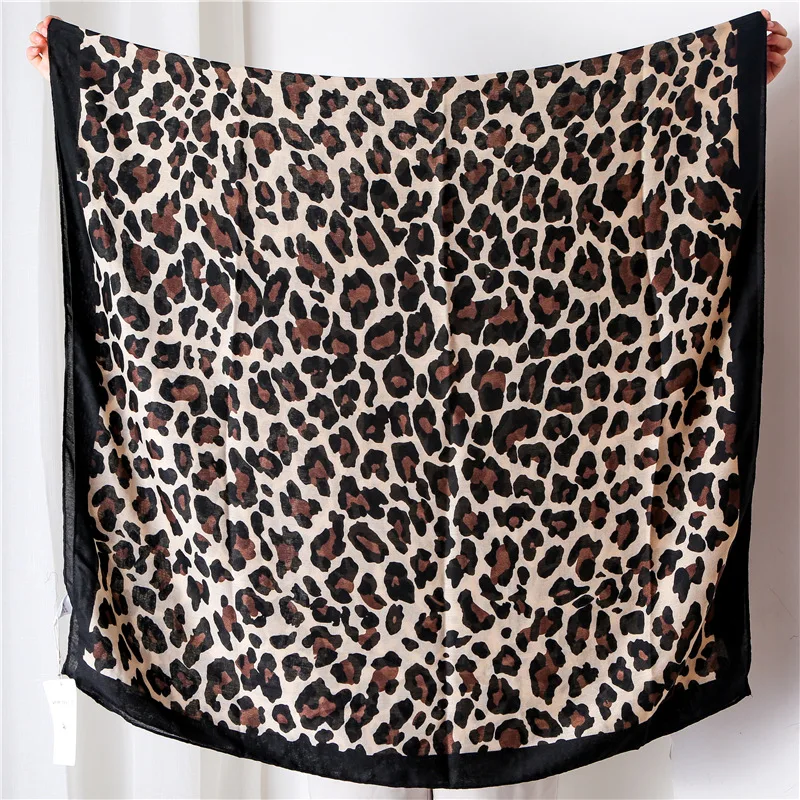 

2020 Women popular Leopard Print Scarf autumn and winter Korean style beach Silk scarf fashion Sunscreen cotton hemp long shawl