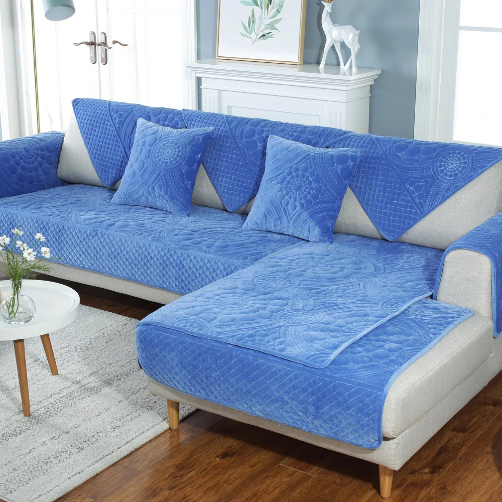 Современные Бархатные чехлы для диванов Нескользящие толстые плюшевые теплые