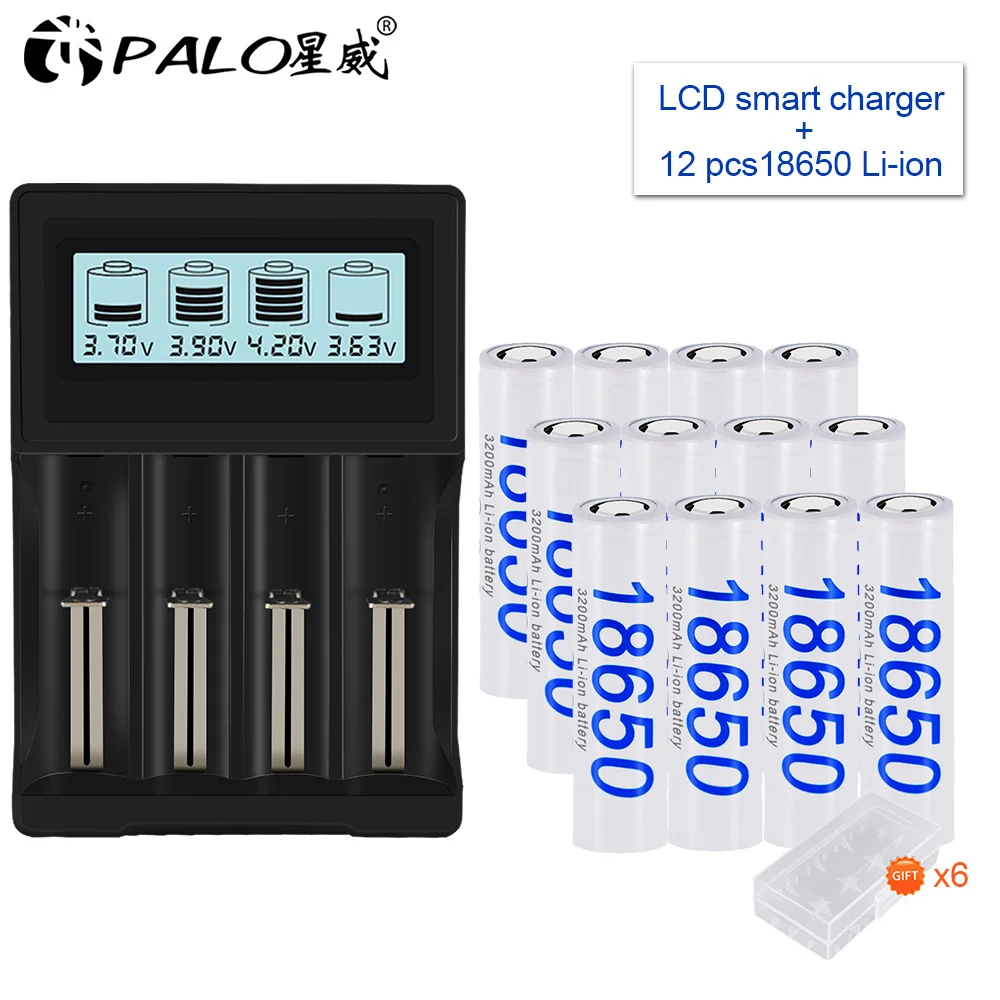 12 Li-ion 3,7 V 18650 Батарея 3,7 V перезаряжаемая Львиная Батарея+ ЖК-дисплей Батарея зарядное устройство для 14500 26650 18650 18500 Батарея - Цвет: 12