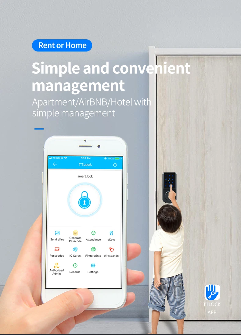 Умный электронный дверной замок WAFU TTLock App пароль IC-карта механическая