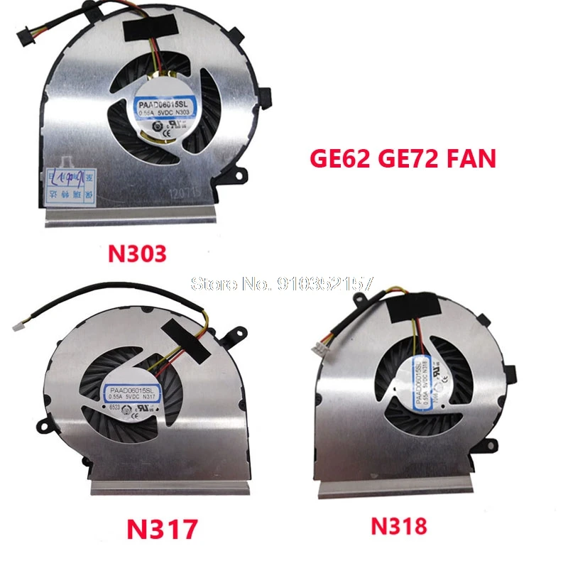 Вентилятор ЦП для MSI GE62 GE72 PE60 PE70 PE72 GL62 GL72 0 55a DC5V PAAD06015SL N303 N302 E322500063CA91 N317 N318 GE62VR GE62MVR |