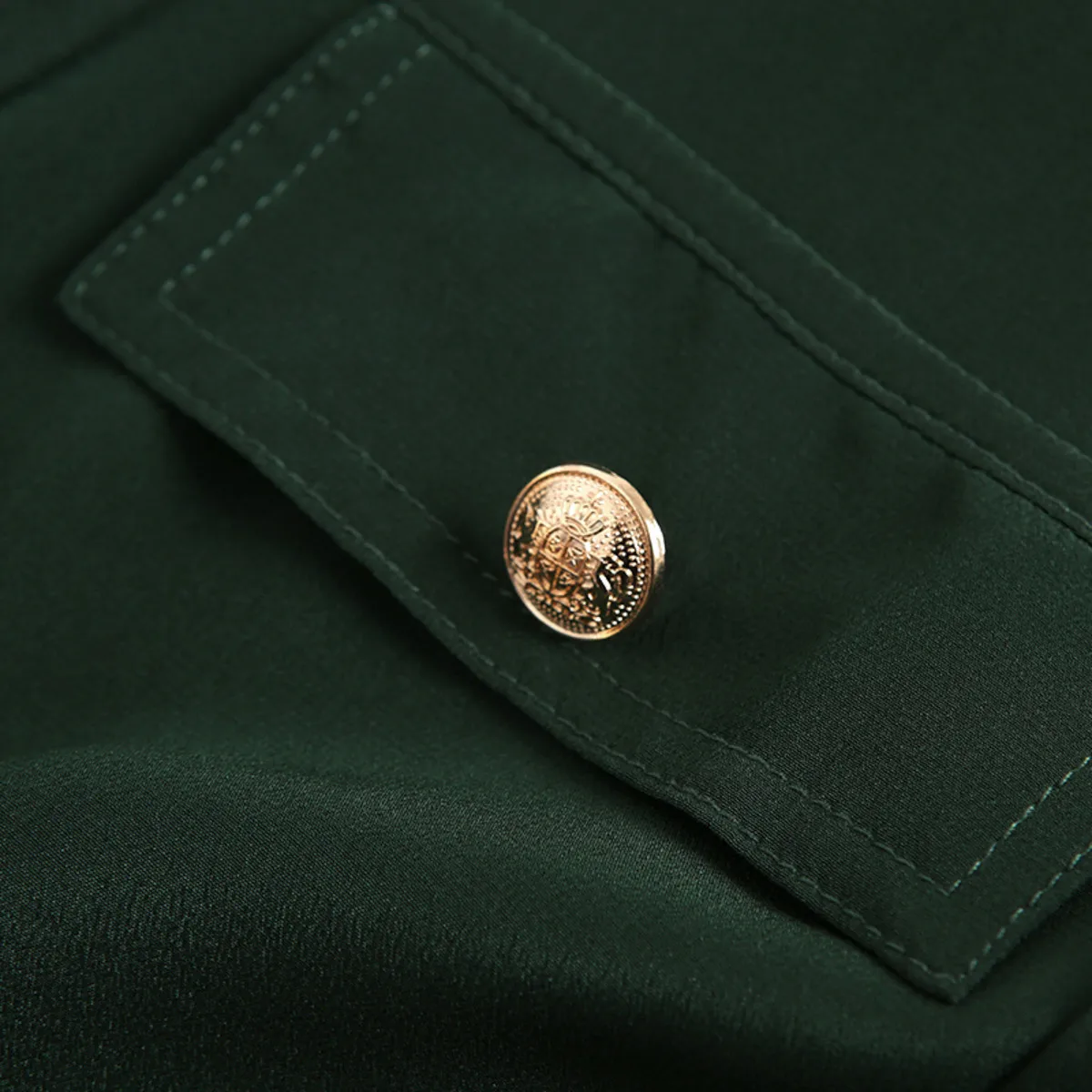 

masigoch premium 100% silk lapel button shirt dress long-sleeved elegant green dress with belt